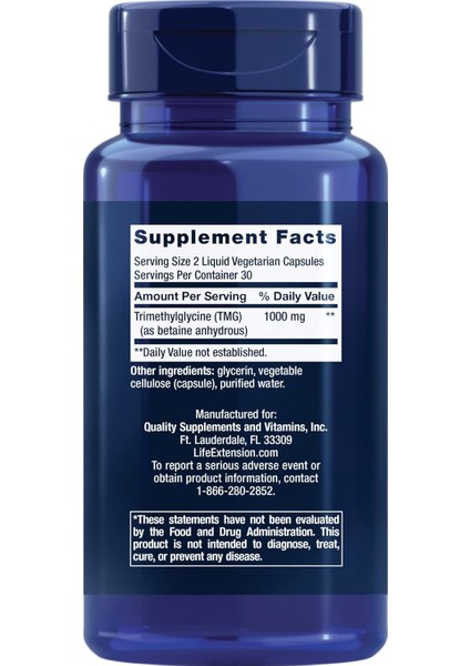 Life Extension Tmg Trimethylglycine Anti Aging 500 Mg 60 Caps - Görsel 2