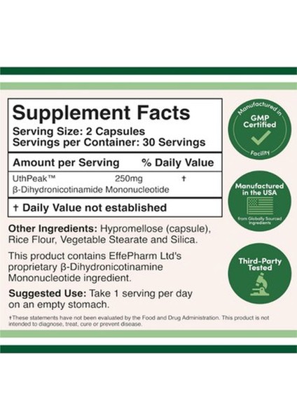 Double Wood Nmnh (Nmn Supplement Alternative Supplement To Boost Nad+ Levels As We Age 250MG 60 Caps - Görsel 2