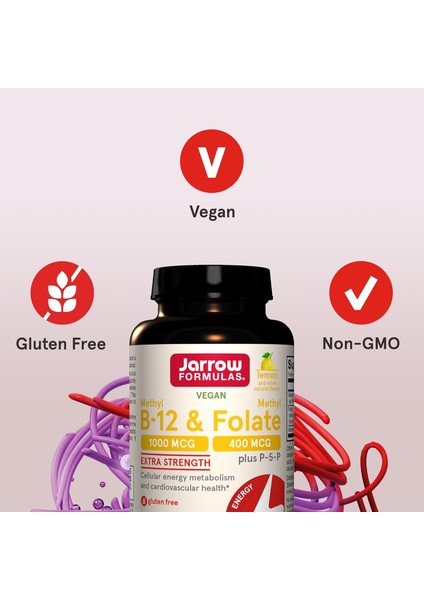 Jarrow Formulas Methyl B-12 1000 Mcg And Methyl Folate 400 Mcg - Görsel 3