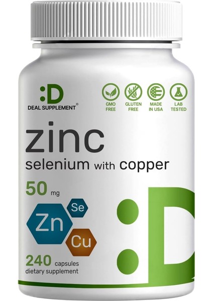 Deal Supplement Zinc Picolinate (Çinko) 50MG With Selenium + Copper (Bakır)