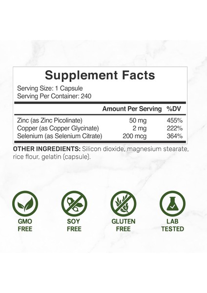 Deal Supplement Zinc Picolinate (Çinko) 50MG With Selenium + Copper (Bakır) - Görsel 2