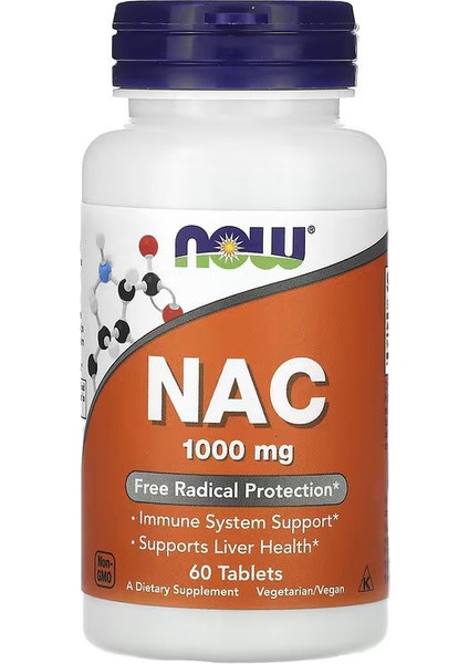 Now Foods NAC 1000 Mg 60 Tablet Vegan Besin Takviyesi Sade İçerik ile Üretildi
