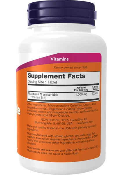Now Foods Niacinamide (Niacin) Non Flush 1000 Mg 90 Tablets - Sivilce Cilt Temizleme - Görsel 3