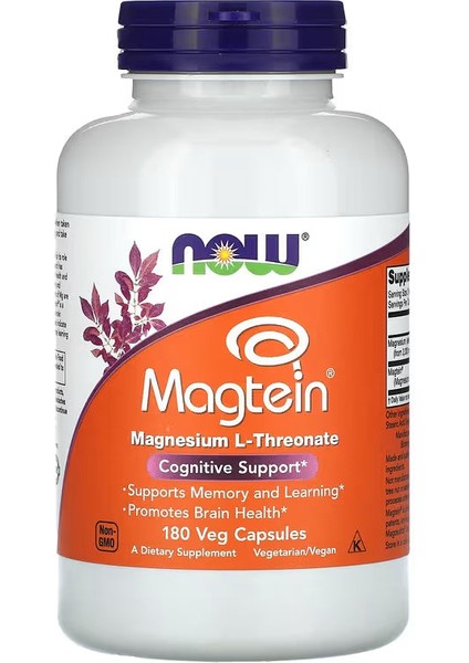Now Foods, Magtein®, Magnesium(Magnezyum) L-Threonate, 2,000 Mg, 180 Veg Caps