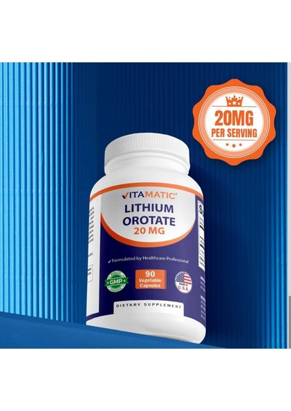 Vitamatic, Lithium Oratate, 20 Mg 90 Kapsül, Lityum