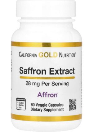 California Gold Nutrition Saffron(Safran) Extract With Affron®, 28 Mg, 60 Veggie Capsules
