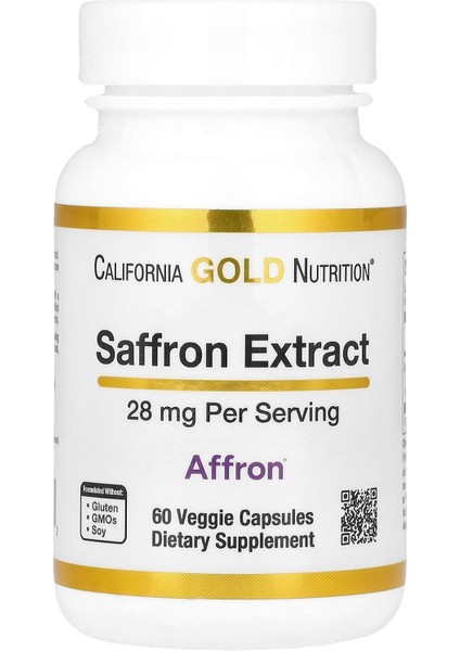 California Gold Nutrition Saffron(Safran) Extract With Affron®, 28 Mg, 60 Veggie Capsules