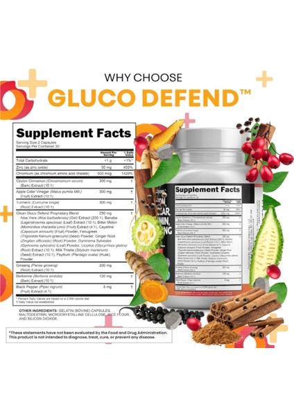 Clean Nutraceuticals Ceylon Cinnamon + Berberine Turmeric Apple Cider Vinegar Ginseng Bitter Melon Gymnema Milk Thistle Fenugreek 60 Capsul. - Görsel 2