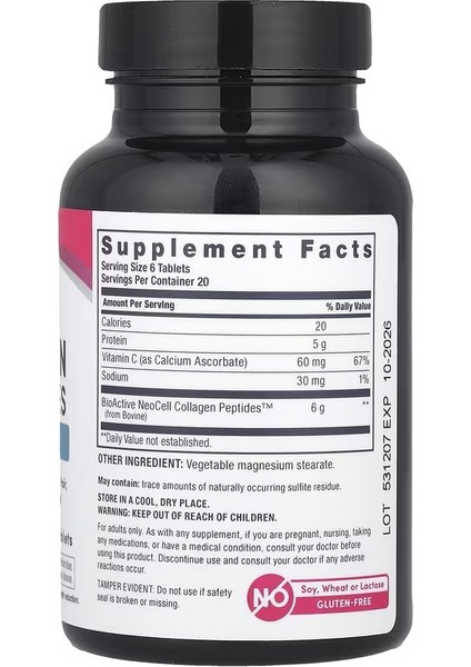 Neocell Grassfed Collagen Peptıde +Vıtamın C 6000 Mg 120 Tablets - Image 2