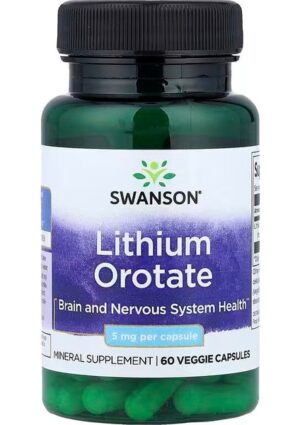 Swanson Lithium Orotate 5 Mg Cognitive Brain Nervous System Health 60 Veggie Caps