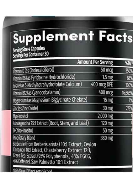 Medchoice Medchoıce Myo-Inositol And D-Chiro Inositol,folate, Vitamin D3, Zinc, Magnezium Berberıne 120 Capsul. - Görsel 3