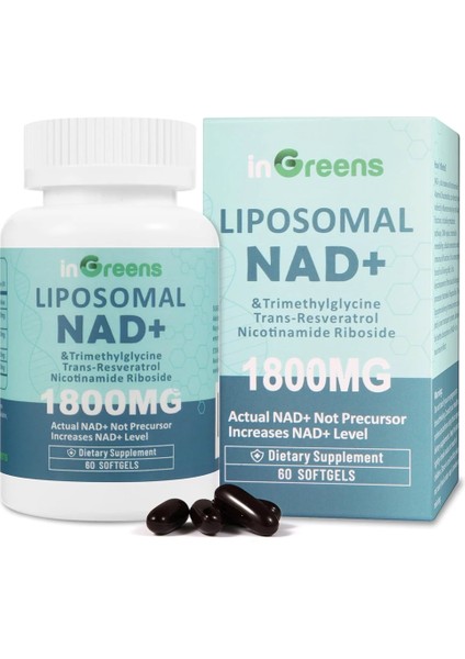 inGreens Liposomal NAD+ 1800 Mg - 60 Softgels Nikotinamid Ribosid İçerir
