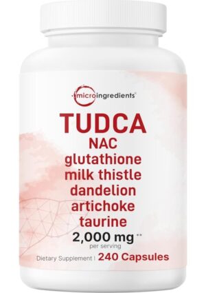 Micro Ingredients Tudca 2,000MG Bile Salts 240 Cap - Powerful 7-In-1 Formula - Na.c Milk Thistle Glutathione Dandelion