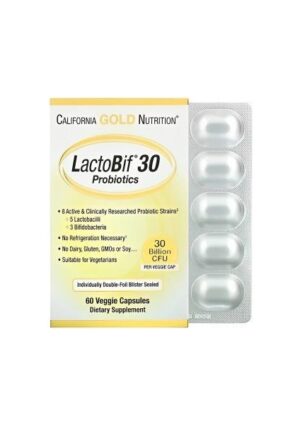 California Gold Nutrition Lactobif 30 Probiotics 60 Veggie Capsules