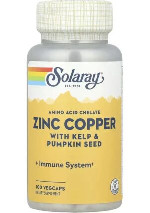 Solaray Zinc Copper With Kelp & Pumpkin Seed Iodine 100 Vegcaps