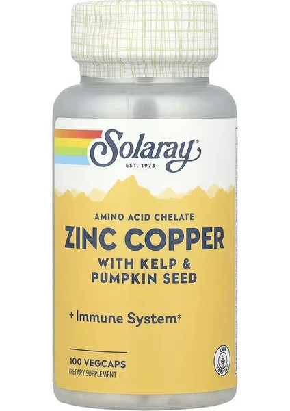 Solaray Zinc Copper With Kelp & Pumpkin Seed Iodine 100 Vegcaps