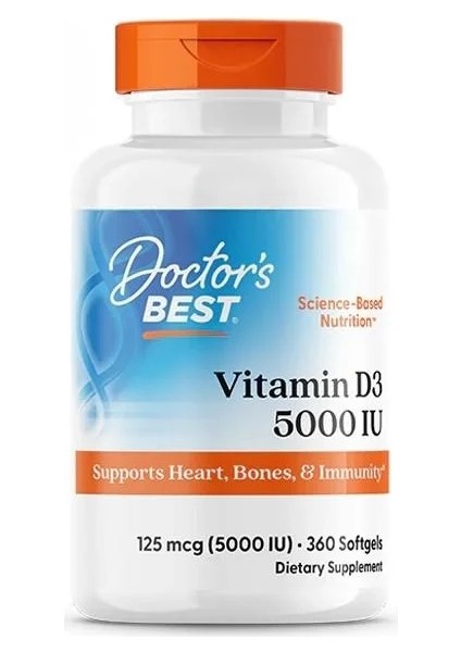 Doctor's Best Vitamin D3 125 Mcg 5,000 Iu 360 Softgels