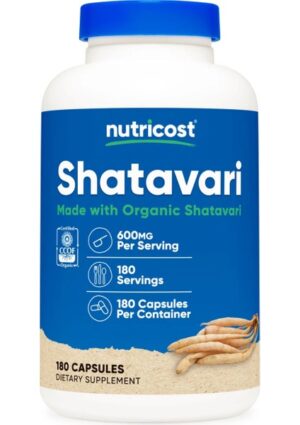 Nutricost Organic Shatavari (Asparagus Racemosus) Ekstraktı 600 Mg 180 Kapsül – Bitkisel Takviye