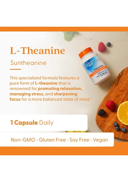 Doctor's Best L-Theanine Contains Suntheanine Helps Reduce Stress & Sleep 150 Mg 90 Caps - Görsel 2