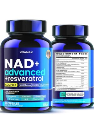 Vitamax Nad+ Advanced + Resveratrol Complex Urolithin A, COQ10, Quercetin 60 Kapsül .