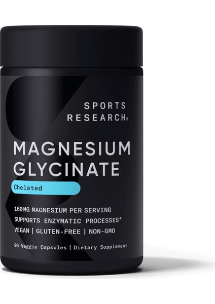 Sports Research Magnesium Glycinate Chelated 160MG - 90 Veggie Capsules - Abd