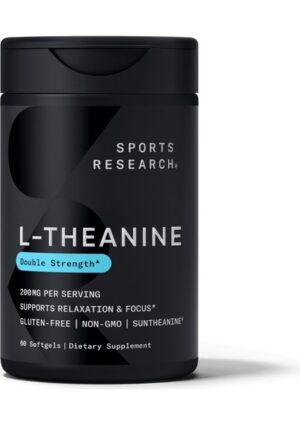 Sports Research L-Theanine Double Strength Relaxation & Focus* - 200MG Per Serving - 60 Softgels -Abd