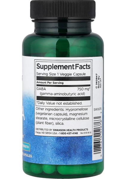 Swanson Ga.ba Support 750 Mg 60 Tab