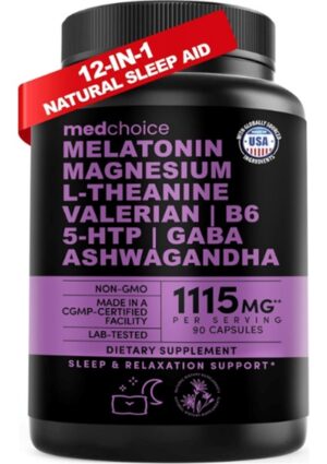 Medchoice Medchoıce Natural Magnesium Glycinate 500MG, L Theanine, Valerian Root, 5-Htp, 90 Capsul.abd