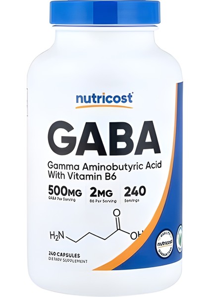Nutricost, Ga.ba With Vitamin B6,500MG, 240 Kapsül