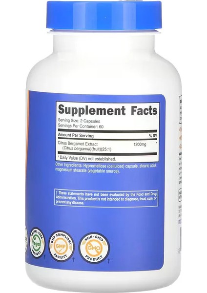 Nutricost Citrus Bergamot 120 Capsules - Görsel 2