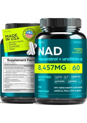 Thinbi Nad 8457MG Resveratrol + Urolithin A Boosted Liposomal 60 Capsules Made In Usa