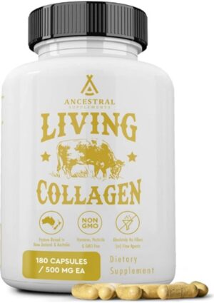 Ancestral Supplements Grass Fed Beef Living Collagen 3000MG 180 Capsul Promotes Healthier Younger Looking Skin Hair Nails Joints Type Iı.