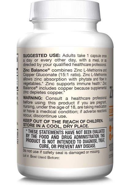 Jarrow Formulas Zinc Balance, 100 Veggie Capsules - Görsel 4
