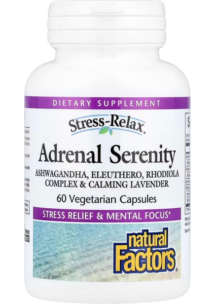 Natural Factors Stress-Relax, Adrenal Serenity, 60 Vegetarian Capsules