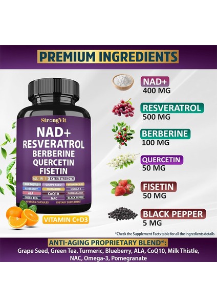 Strongvit Nad+ Resveratrol Supplement 60 Capsules Dmmedicineden - Görsel 2