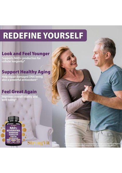 Strongvit Nad+ Resveratrol Supplement 60 Capsules Dmmedicineden - Görsel 3