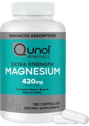 Qunol Magnesium Capsules 420MG, High Absorption Magnesium Supplement, 180 Kapsül