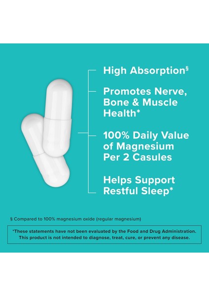 Qunol Magnesium Capsules 420MG, High Absorption Magnesium Supplement, 180 Kapsül - Görsel 3