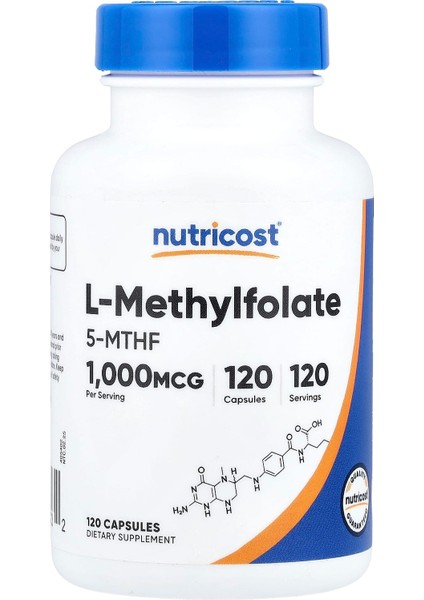 Nutricost L-Methylfolate (5-Mthf) 1000 Mcg 120 Capsule Dm Medicine Dan Ithal