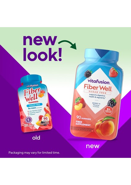 Vitafusion Fiber Well Sakızlar, Şeftali, Çilek ve Meyve, 90 Sakız - Görsel 2