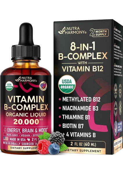 Nutra Harmony Organic Vitamin B-Complex Liquid Spray 8-In-1 60 ml