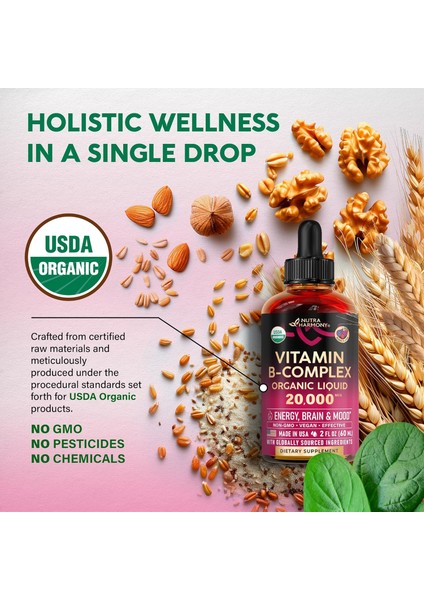 Nutra Harmony Organic Vitamin B-Complex Liquid Spray 8-In-1 60 ml - Görsel 4