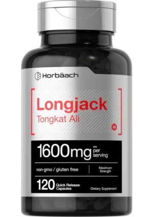 Horbaach Longjack Tong Ali For Men And Women · 120 Capsules · Extract Supplement · Maximum Strength Pills · Eurycoma Longifolia · Non-Gmo And Gluten Free
