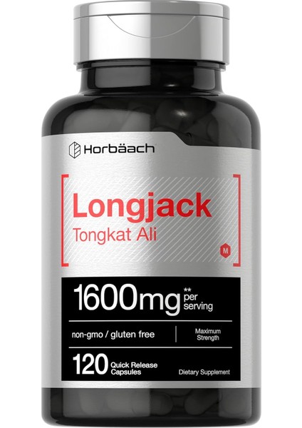 Horbaach Longjack Tong Ali For Men And Women · 120 Capsules · Extract Supplement · Maximum Strength Pills · Eurycoma Longifolia · Non-Gmo And Gluten Free