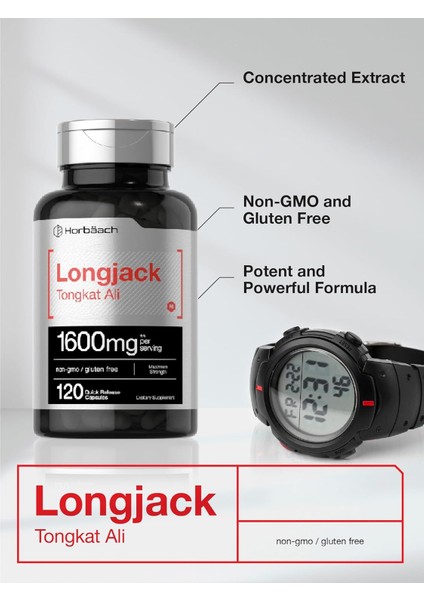 Horbaach Longjack Tong Ali For Men And Women · 120 Capsules · Extract Supplement · Maximum Strength Pills · Eurycoma Longifolia · Non-Gmo And Gluten Free - Görsel 3
